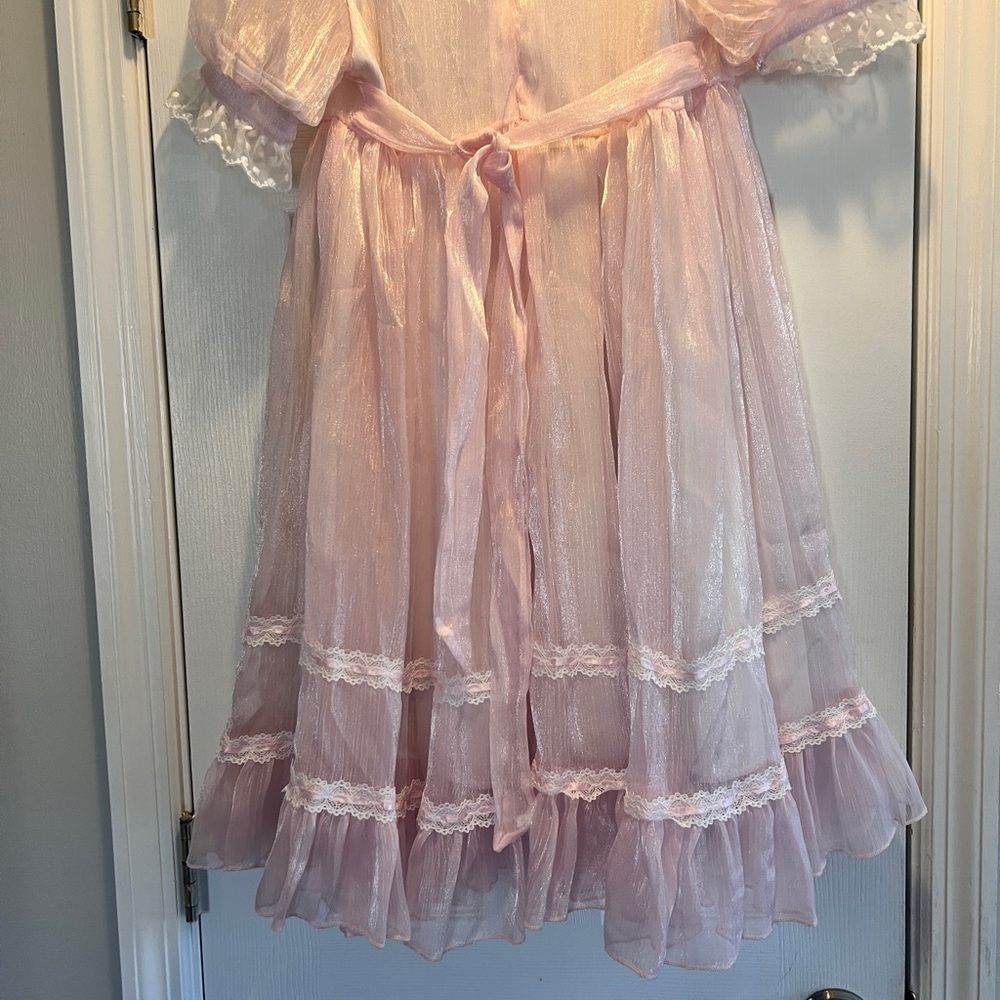 Pink Sheer Ruffled Dress - Picture 8 of 9